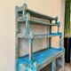 Sideboard 4 shelves and 2 glass doors in blue wood