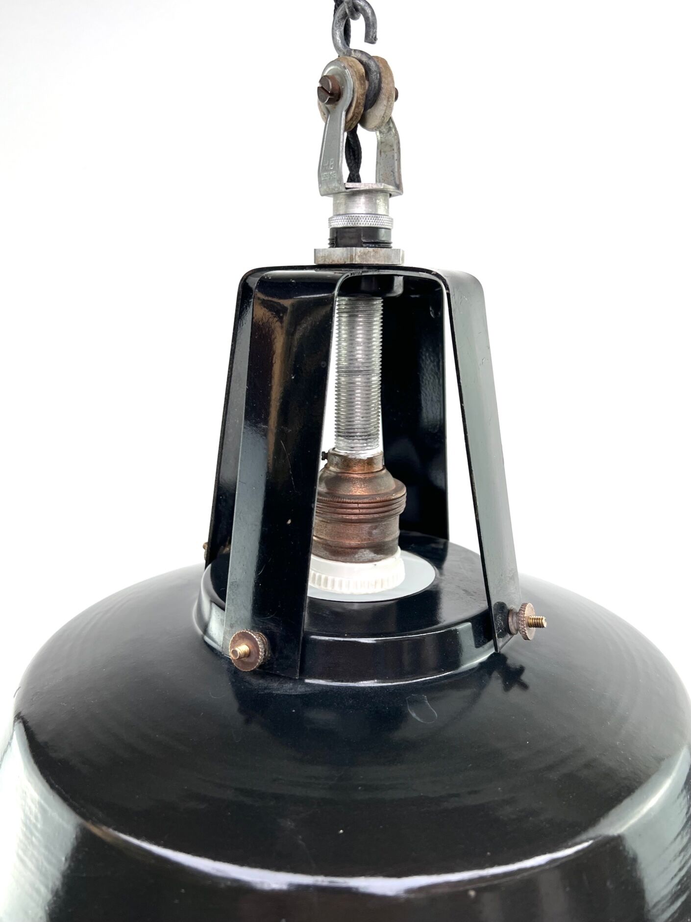 Hanging lamp sheet enamelled black color 1950