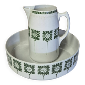 broc et cuvette badonviller modele sofia ceramique blanche motifs vert