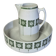Basin and bowl Badonviller model Sofia white ceramic with green patterns.