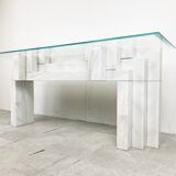Vintage white marble console table Italy, 1980s