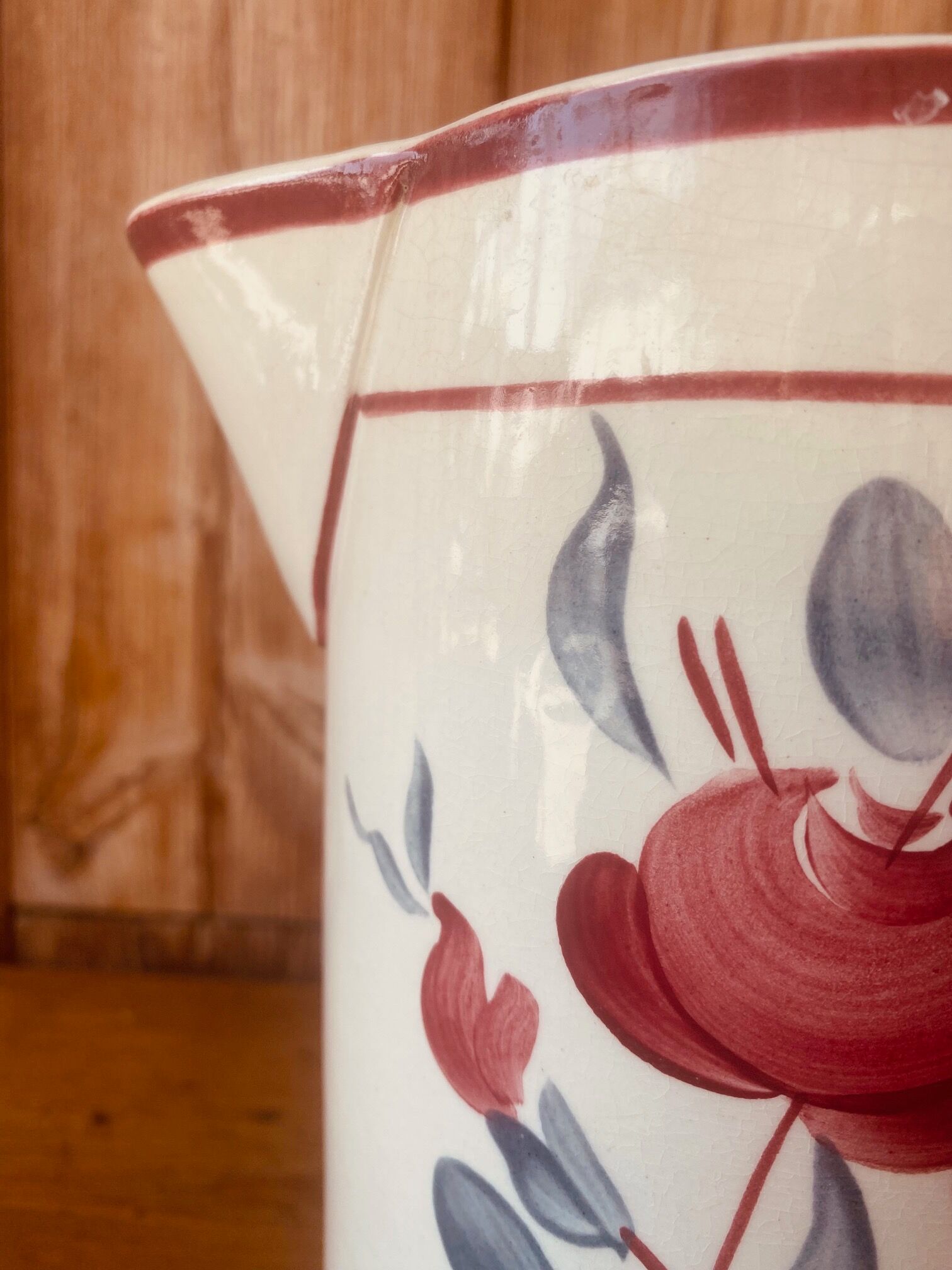 Porcelain of Gien hand painted pitcher