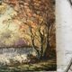 Oil painting on canvas river forest autumnal landscape signed