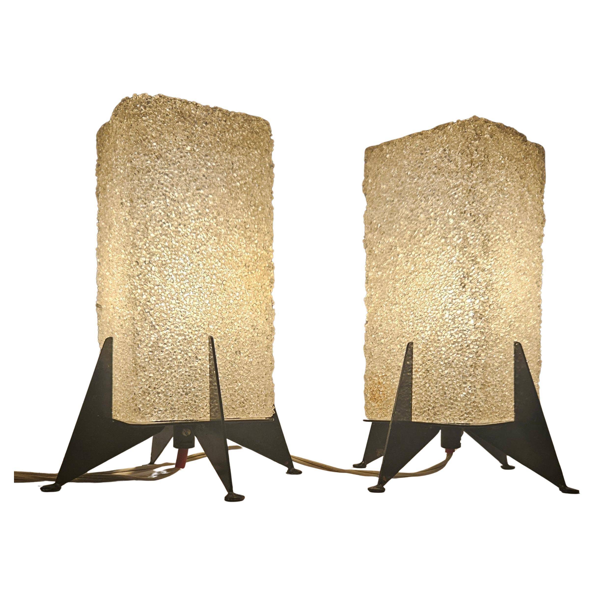 Paire de lampes de table rares des années 1970 Pokrok Zilina, Rocket.