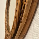 Vintage rattan tennis racket mirror