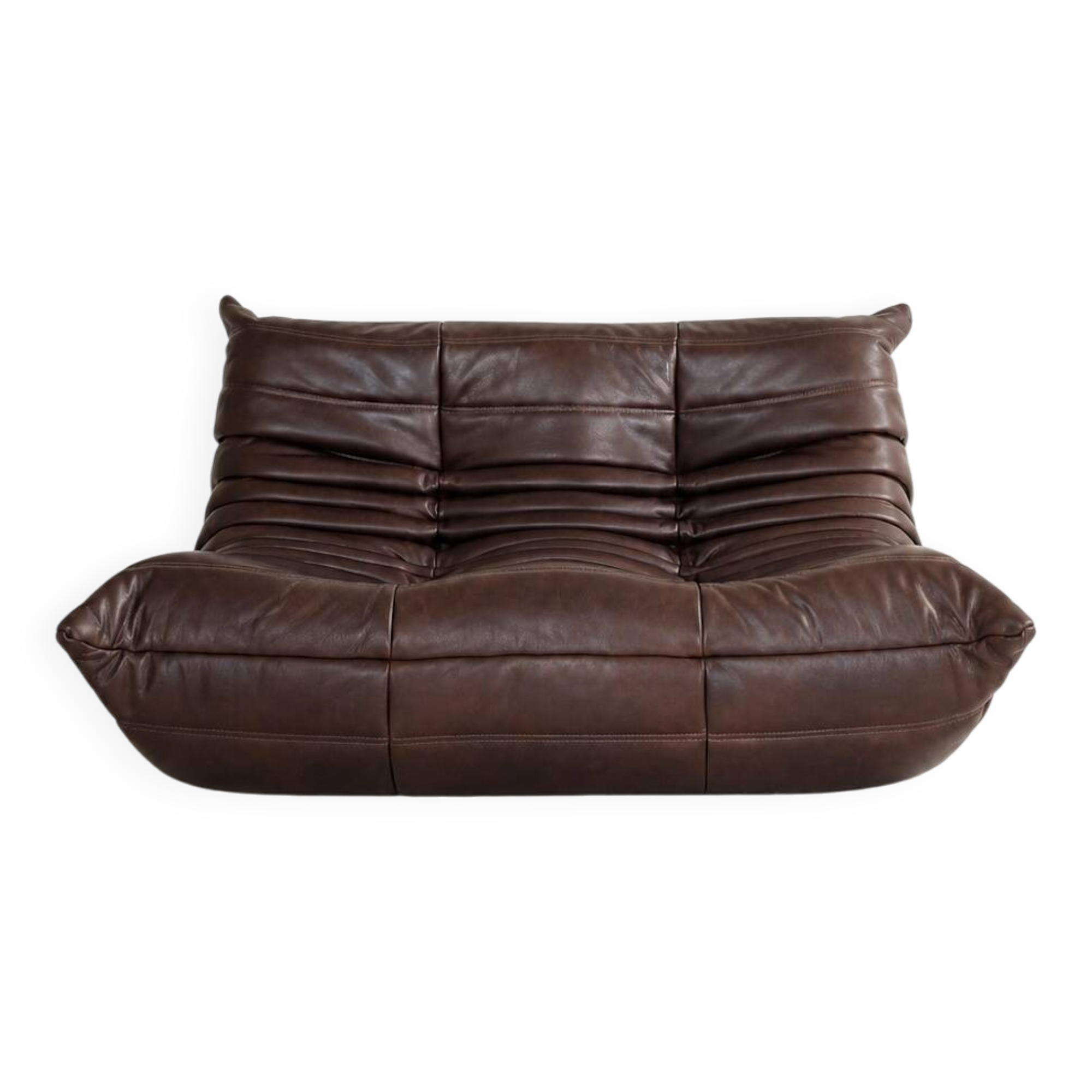 A 2-seater sofa michel ducaroy / ligne roset brown leather