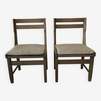 Pair of oak chairs by Guillerme and Chambron, circa 1960.