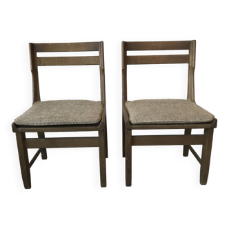 Pair of oak chairs by Guillerme and Chambron, circa 1960.
