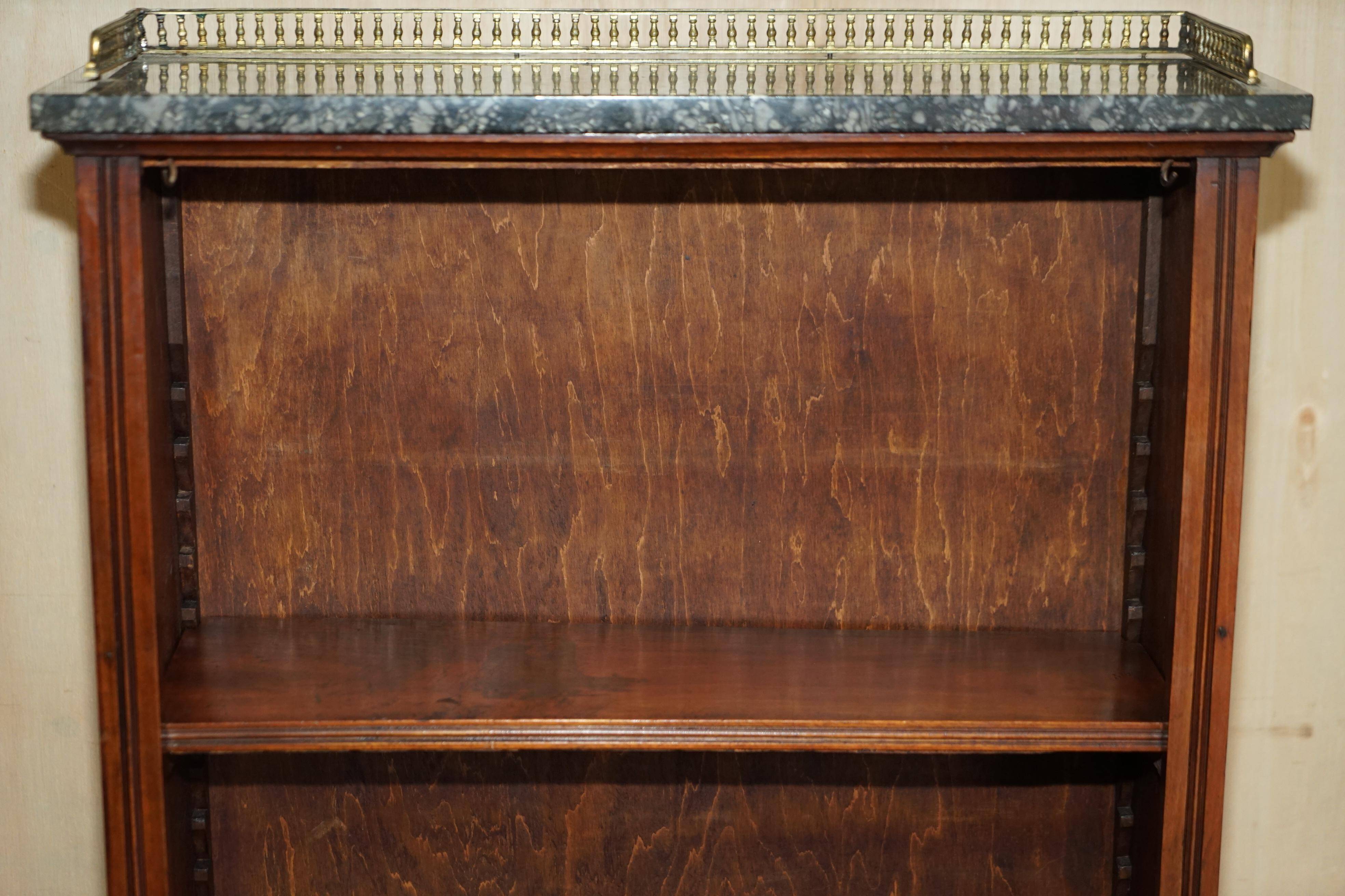 Pair of Regency Period Miniature Bookcases in Hardwood, Brass and Marble