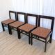 Vintage Black Wooden Dining Chairs: Retro Fabric Seats, 1970s Yugoslavia (S