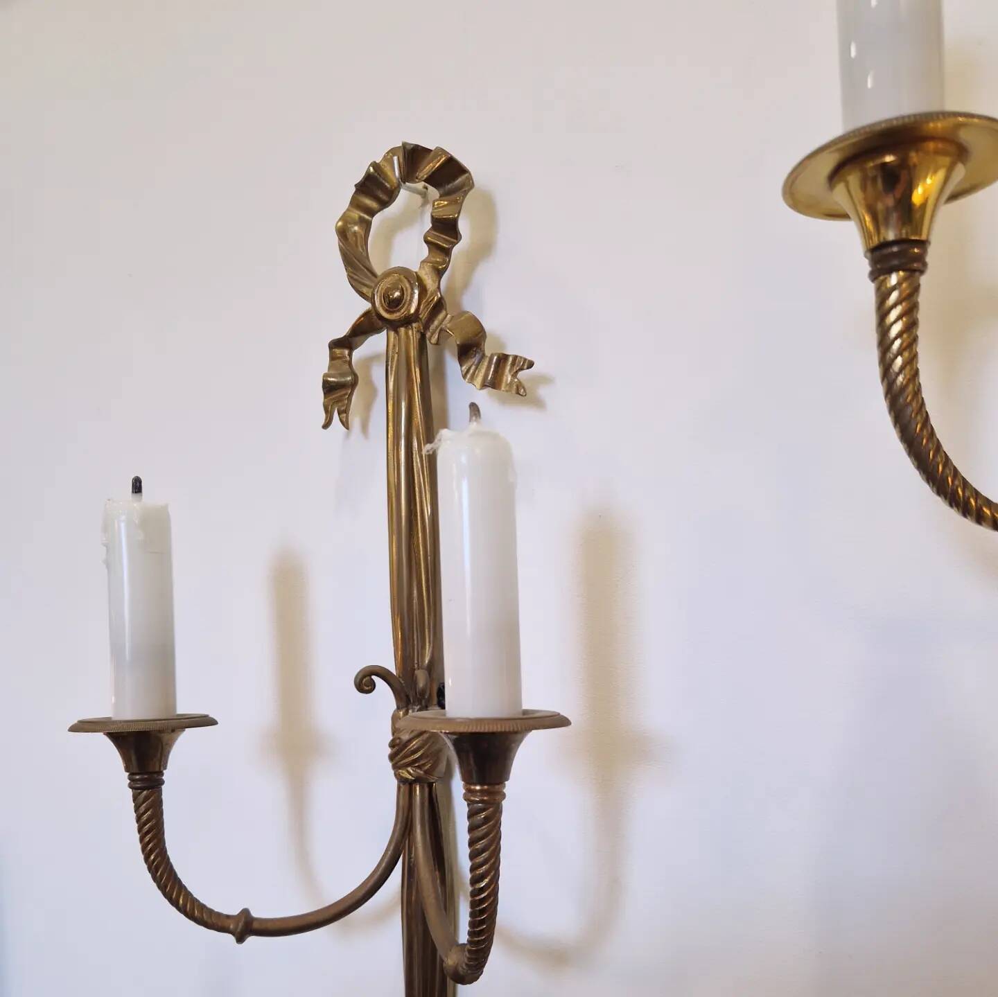 Pair of Louis XVI Wall Lights with 2 lights from the 50's 60's neo-classical style Maison Bagués