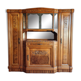 Bibliothèque à ressaut époque art déco en noyer et ronce vers 1920