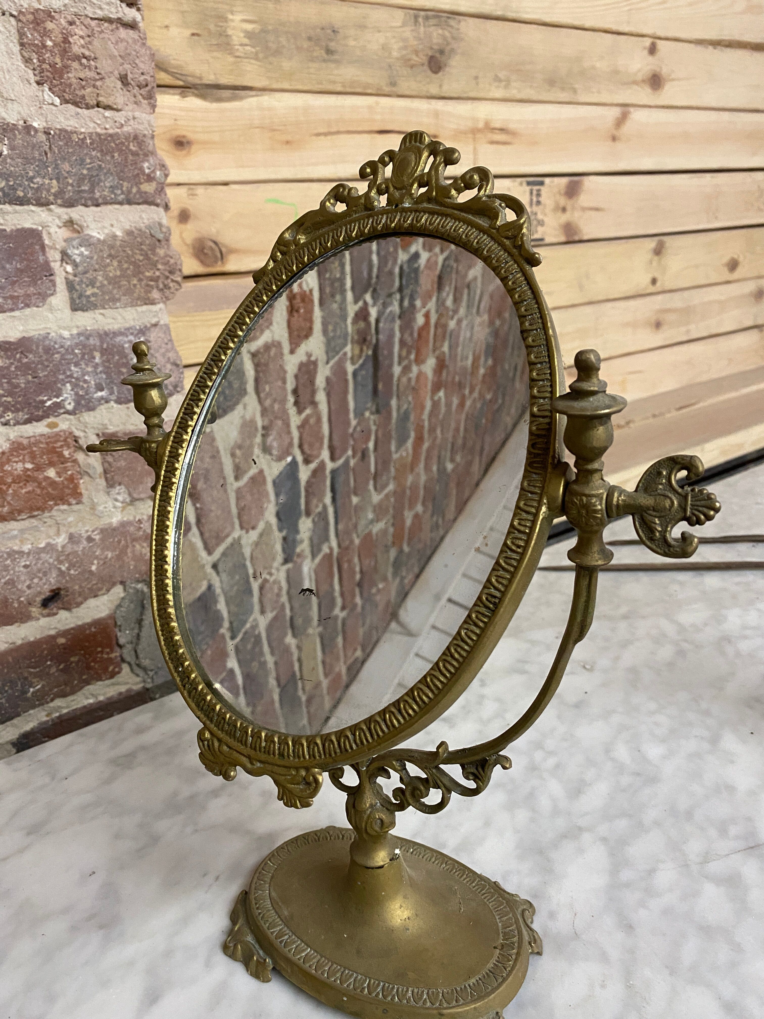 Brass table psyche mirror  27x40cm