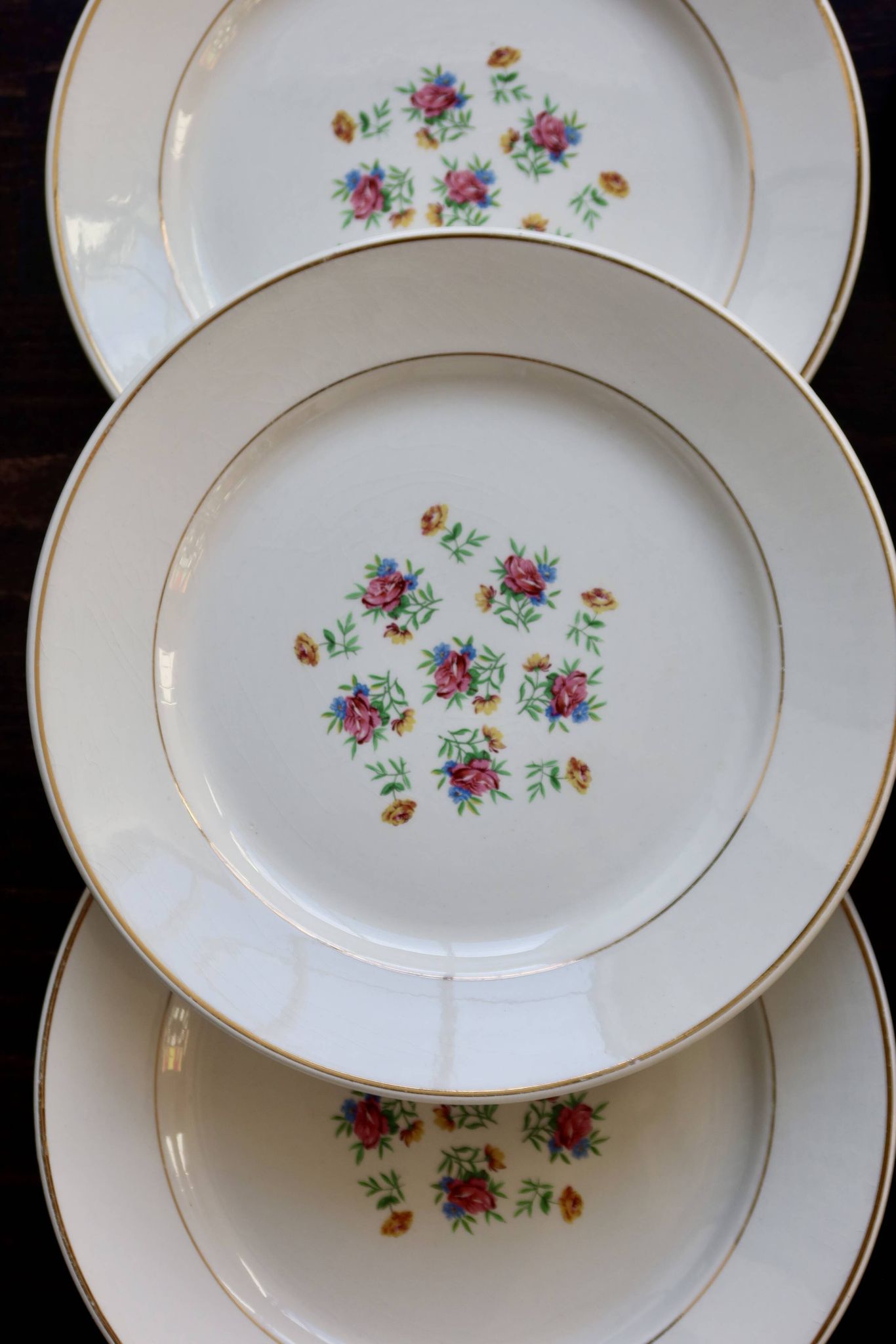 6 assiettes à dessert vintage faïence Lunéville – Modèle Christine