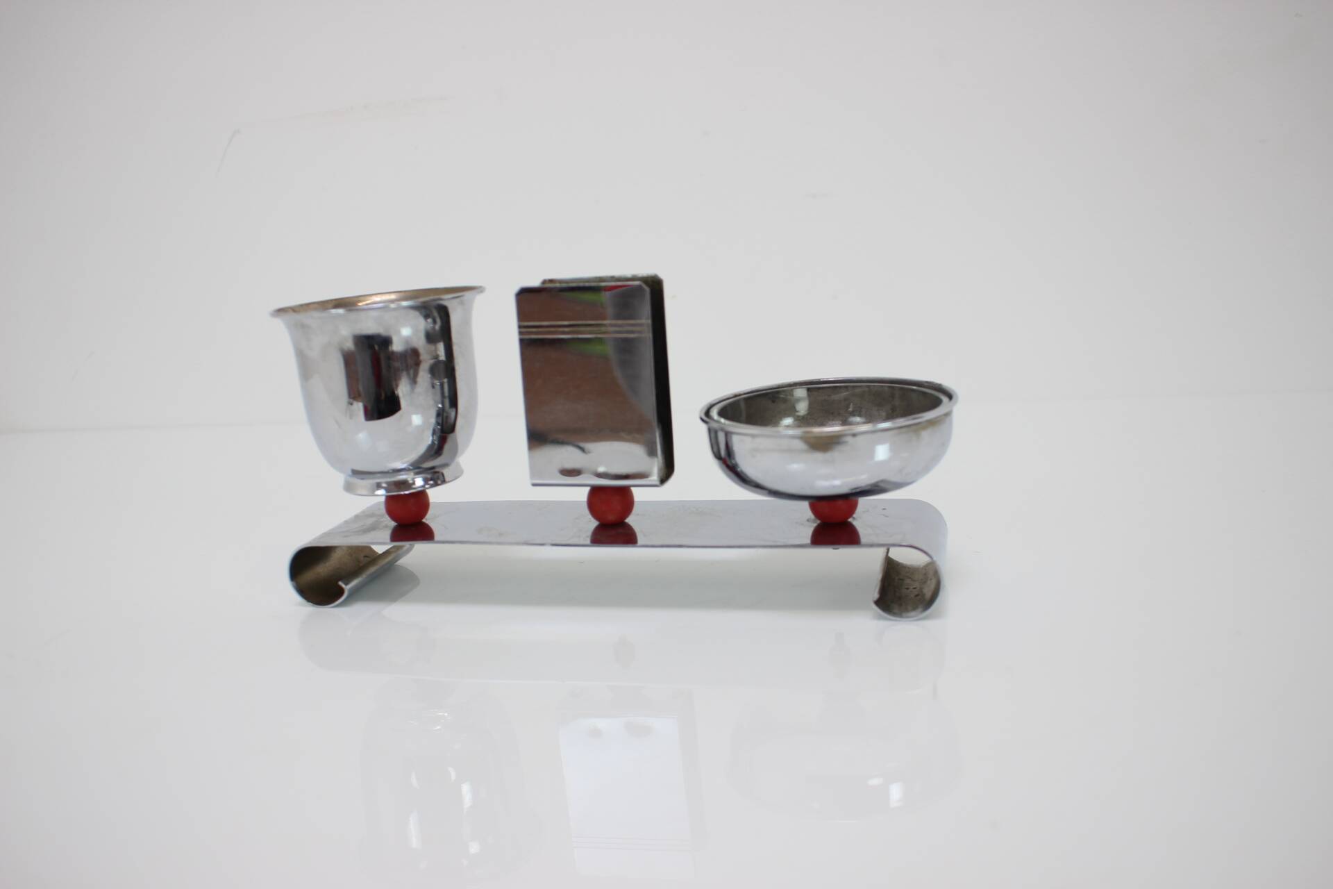 Bauhaus Art Deco Chrome Smoking Set, 1930s
