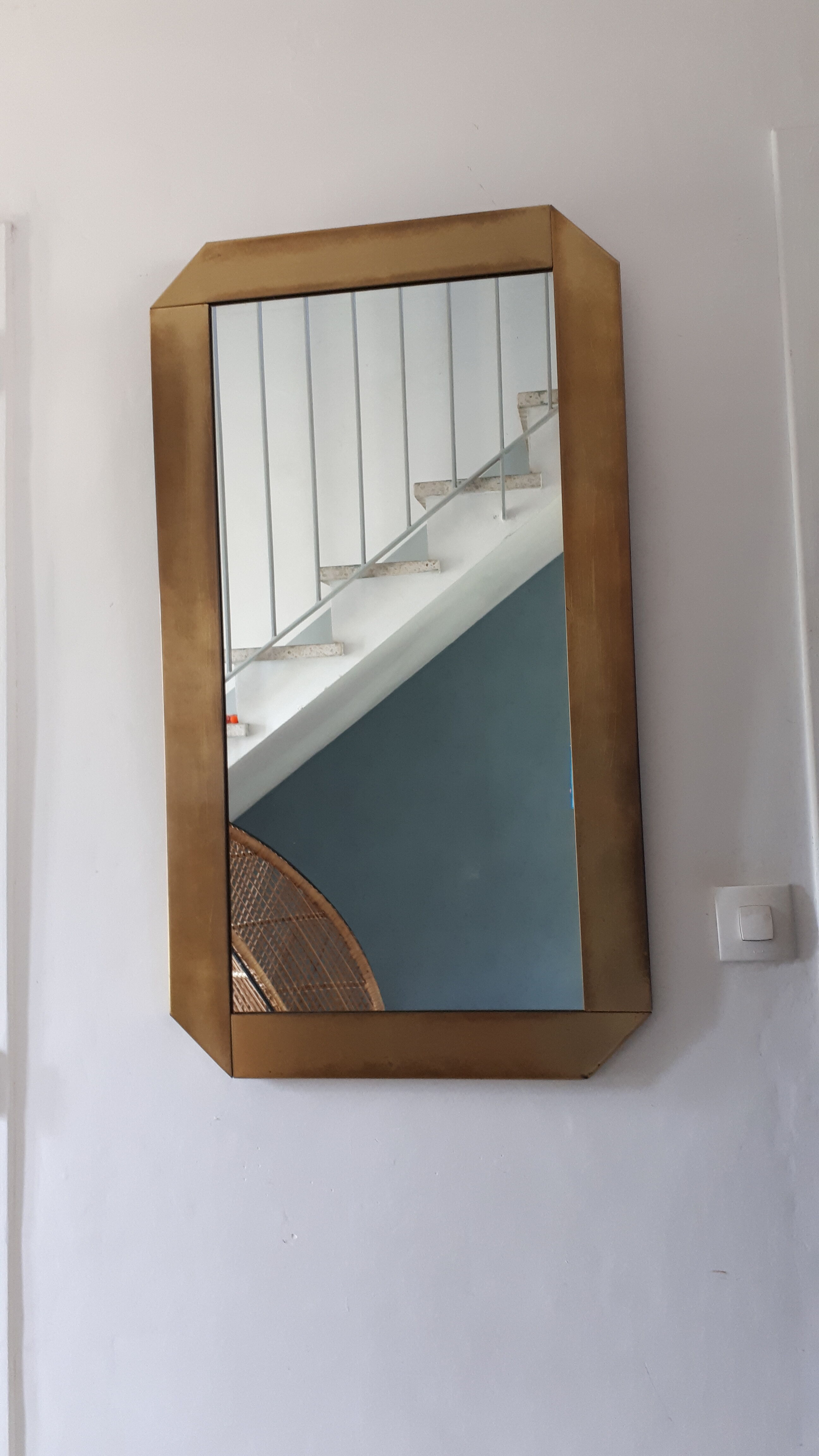 Gold metal mirror years 80 55x97cm