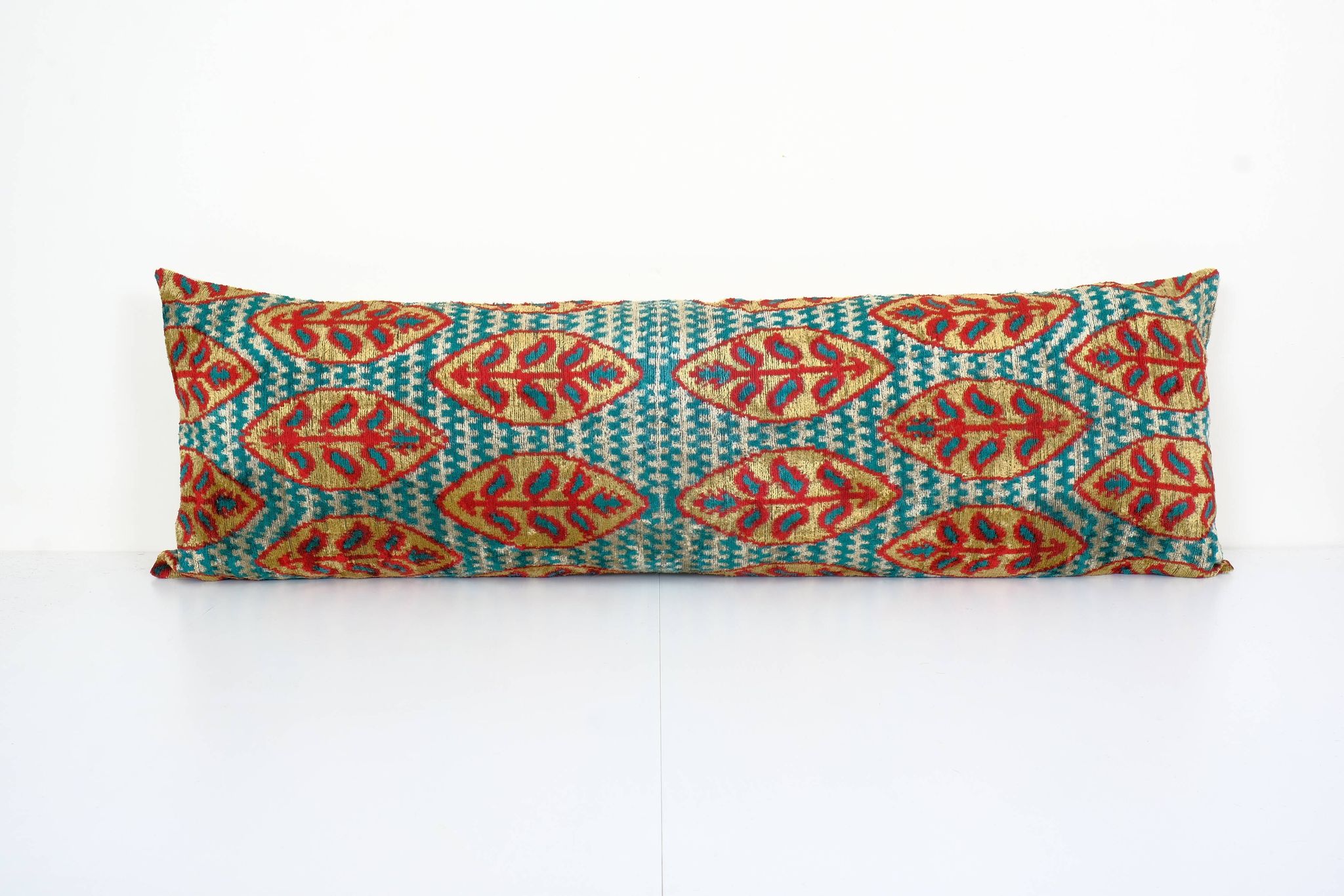 Ikat extra long velvet pillow cover - silk ethnic velvet bench pillow cover - ethnic decorative