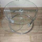 Table Basse en Verre et Métal Chromé