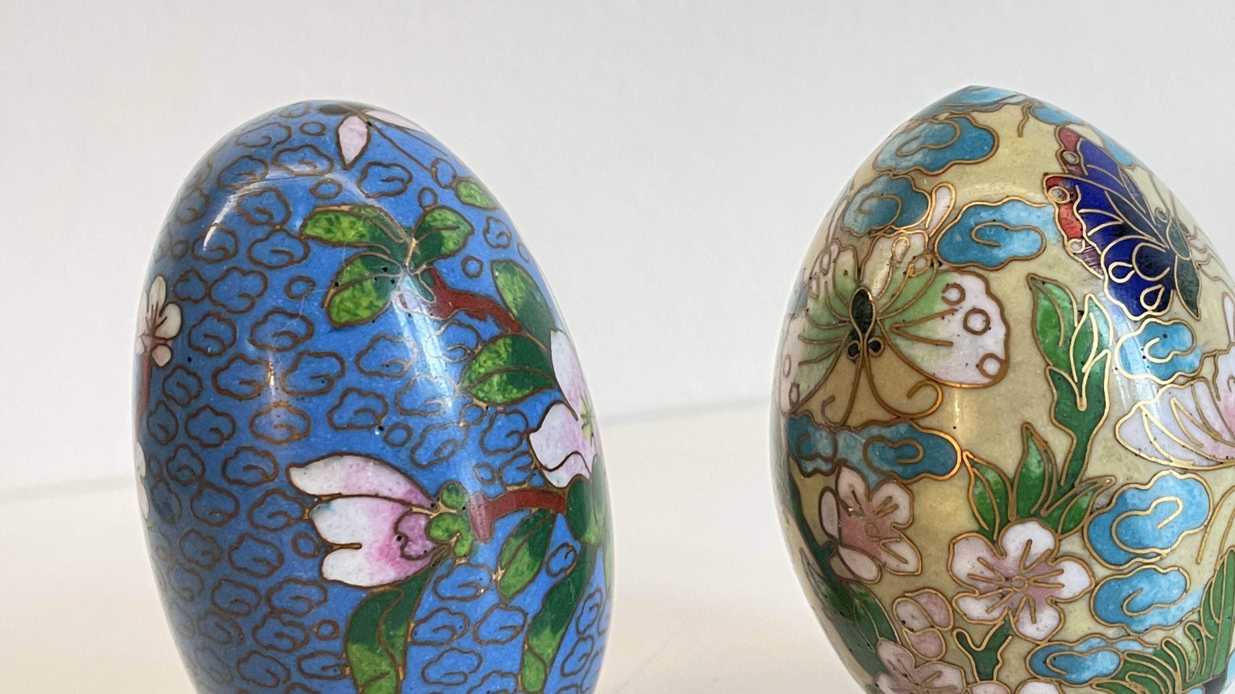 Vintage cloisonné enameled collectible eggs