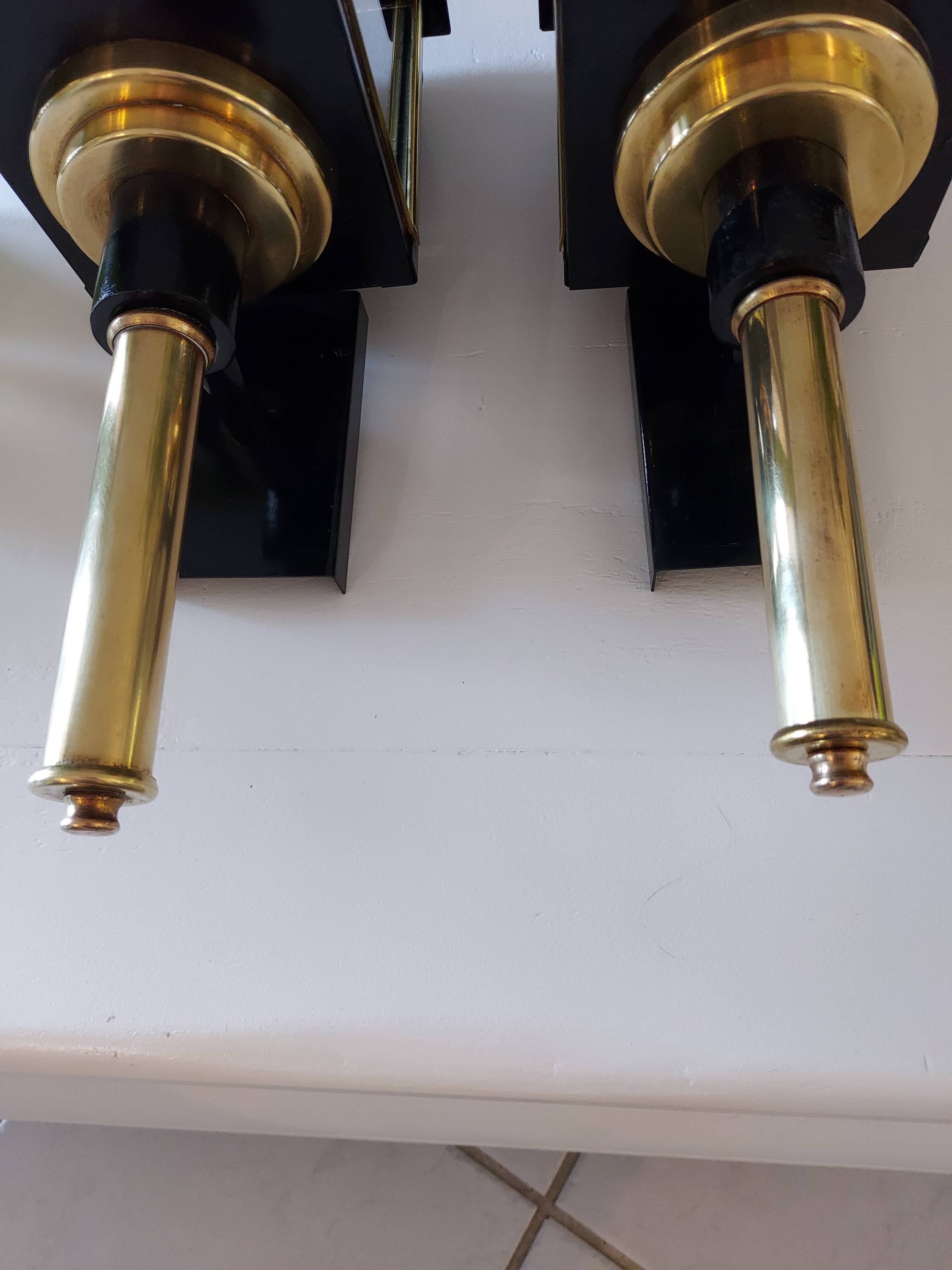 Pair of 1970s vintage lantern interior wall lamps