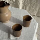Set of 10 small stoneware mugs from Digoin.