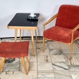 Fauteuil vintage avec repose-pieds Tchécoslovaquie années 1960