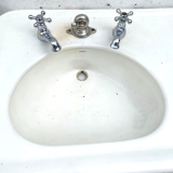 Washbasin double basin with enamelled column base Art Deco XX century