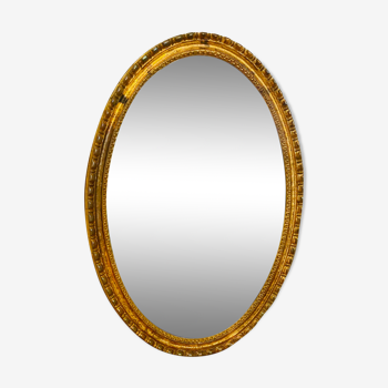 Miroir ovale doré, années 50/60