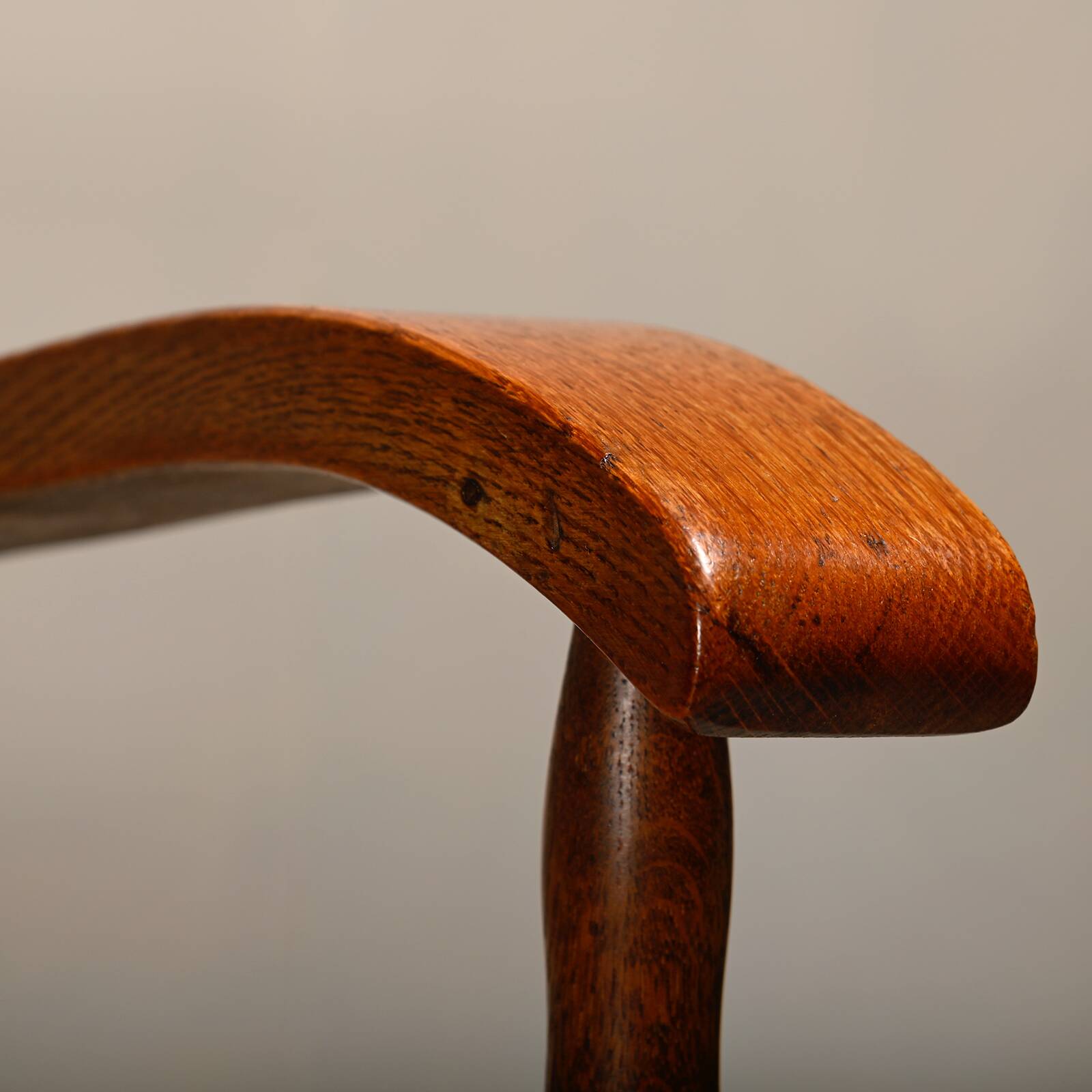 Rustic Armchair and Stool in stained oak and rush, France 1950s
