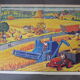 Old school pedagogical poster double-sided-a la plage-l'été la moisson