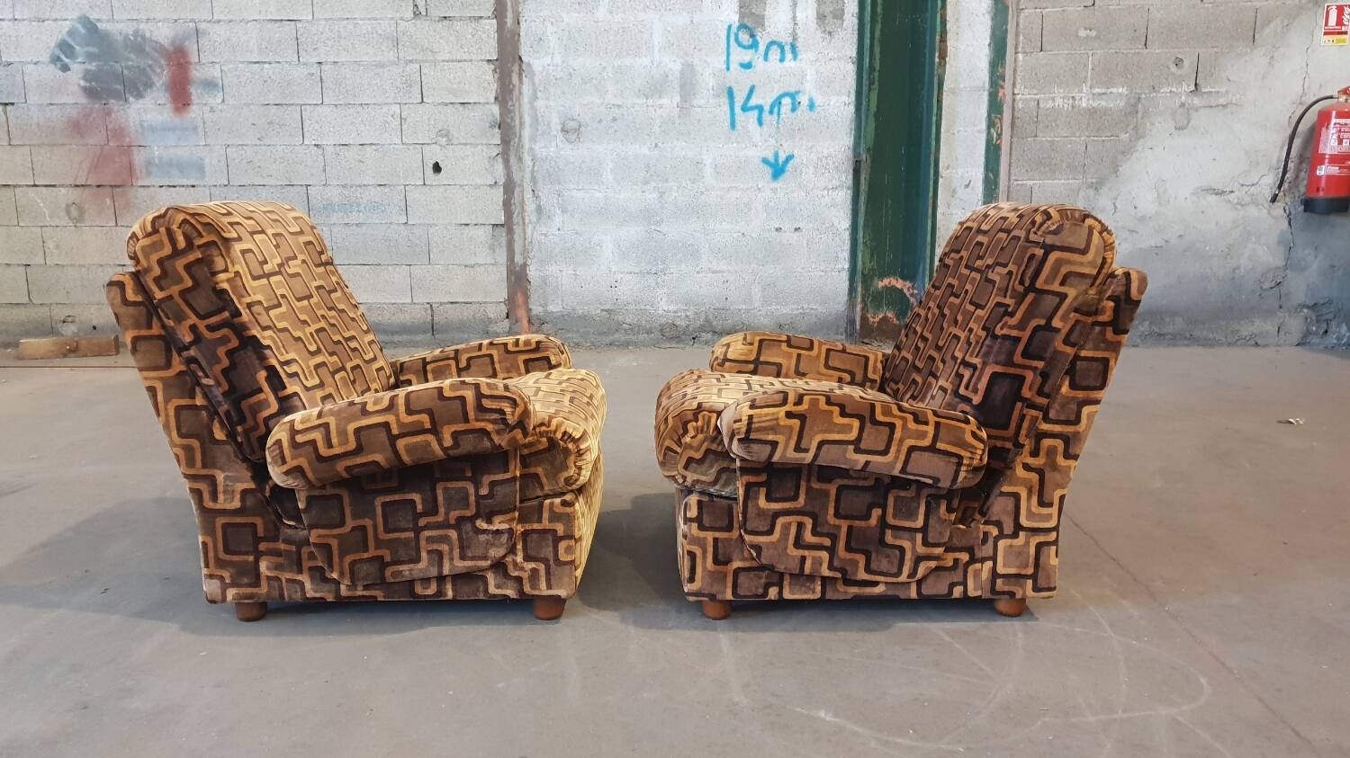 Paire de fauteuils en velours, 1970