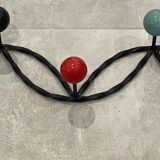 Coat rack hook 5 twisted multicolored balls circa 1960