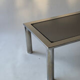 Chrome metal and smoked glass coffee table, 1970.