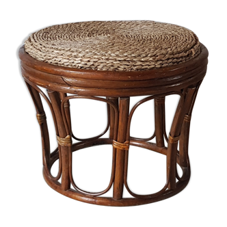 Rattan pouf with cousin