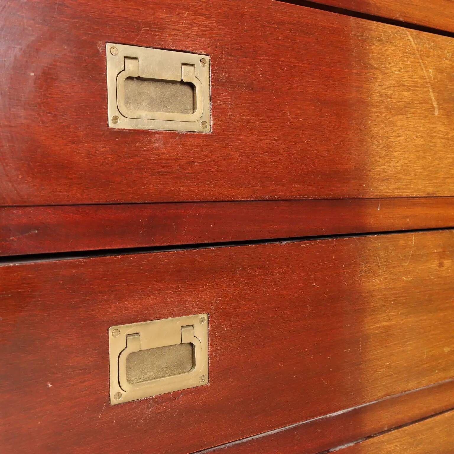 Antique mahogany commode with brass details, 4 drawers, 20th century.