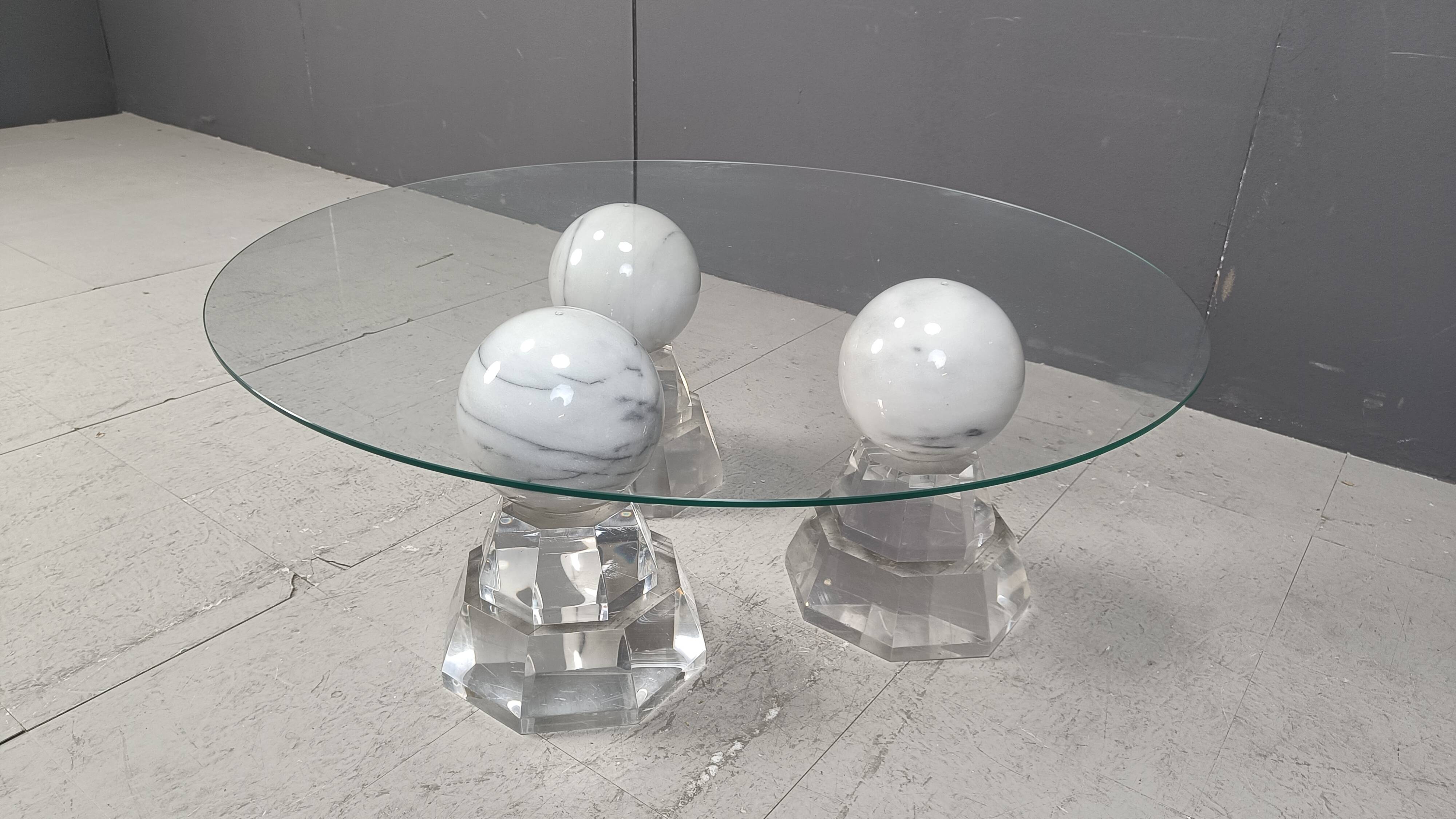 Marble sphere coffee table by Roche Bobois, 1980s