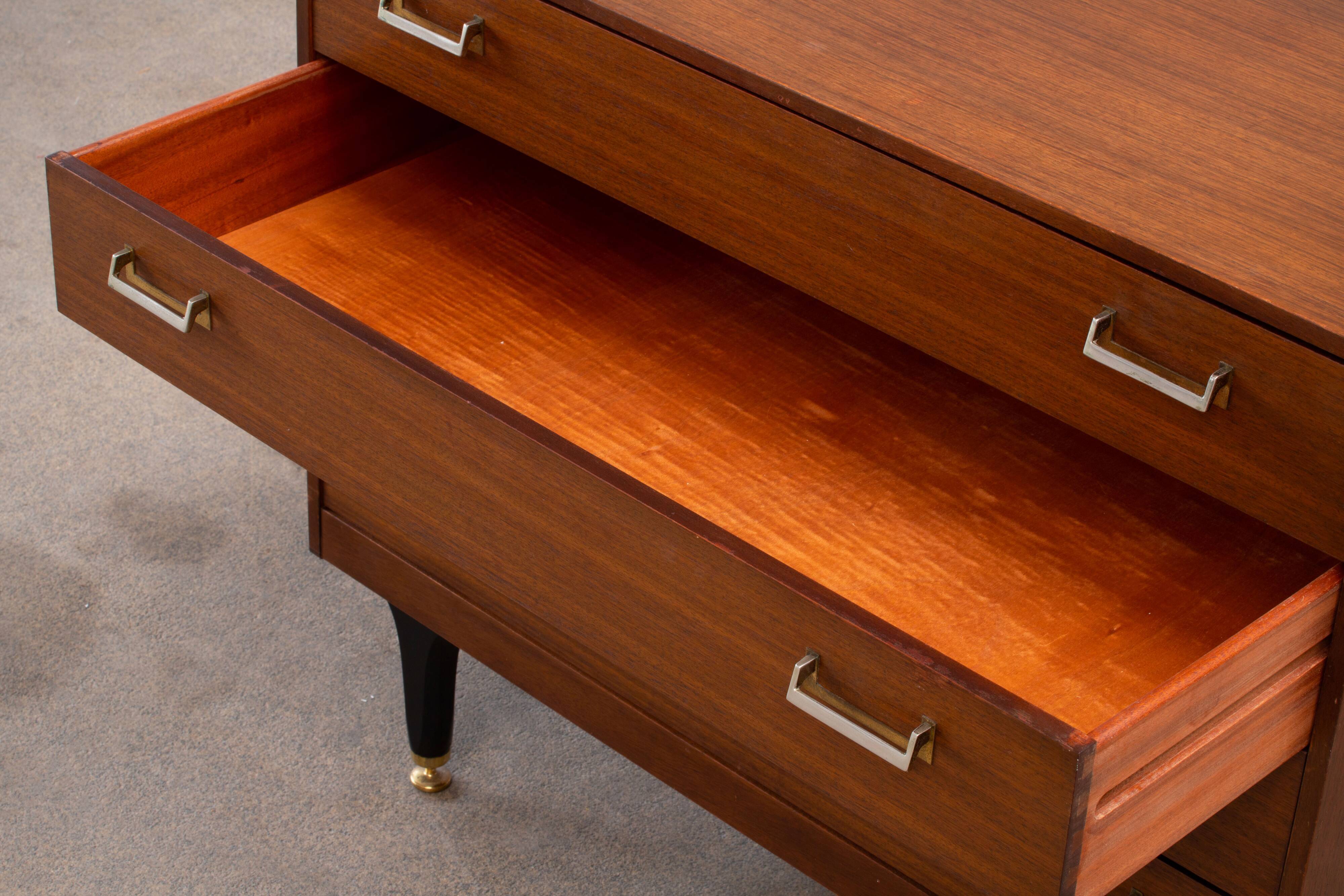 Vintage teak and brass dresser 1960
