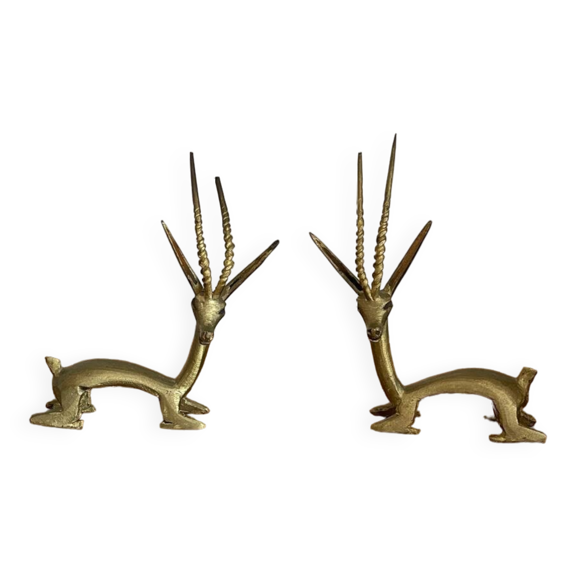 Pair of brass antelopes