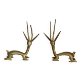 Pair of brass antelopes