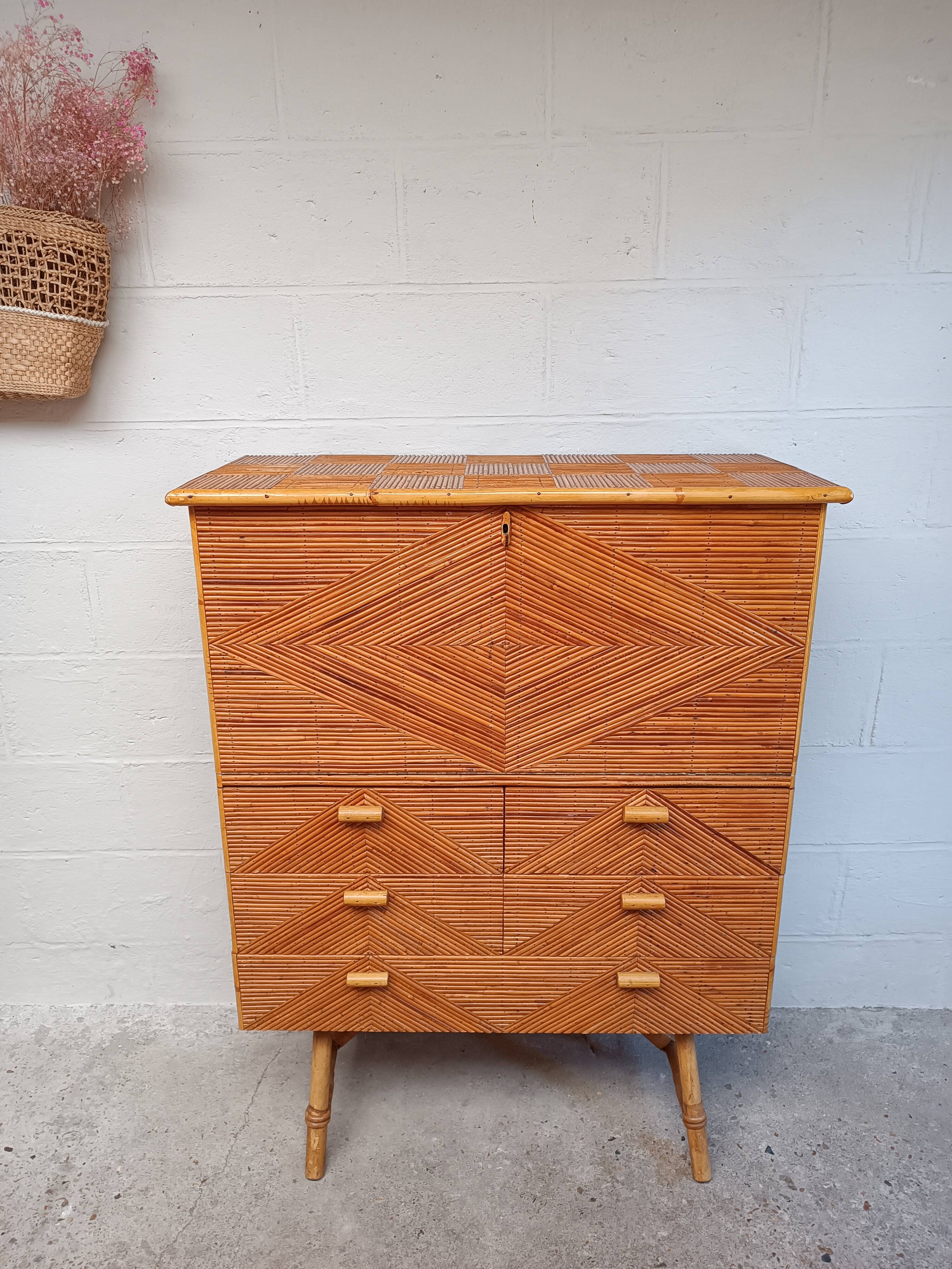 Bamboo and rattan secretary 50s / 60s
