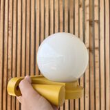 Pair of Tissot wall lights in wood and opaline globe, 1960