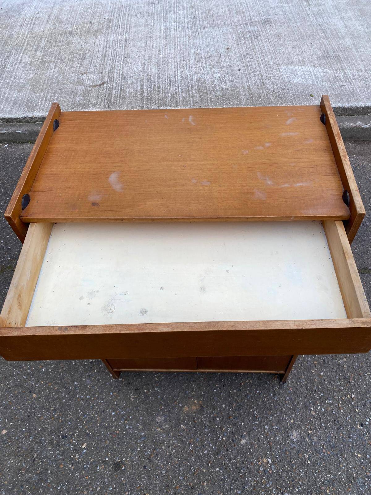 1960s Scandinavian wooden shoe storage cabinet dresser