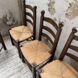 Straw chairs oak 1940s Dudouyt