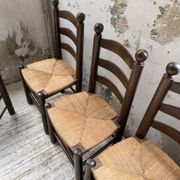 Straw chairs oak 1940s Dudouyt