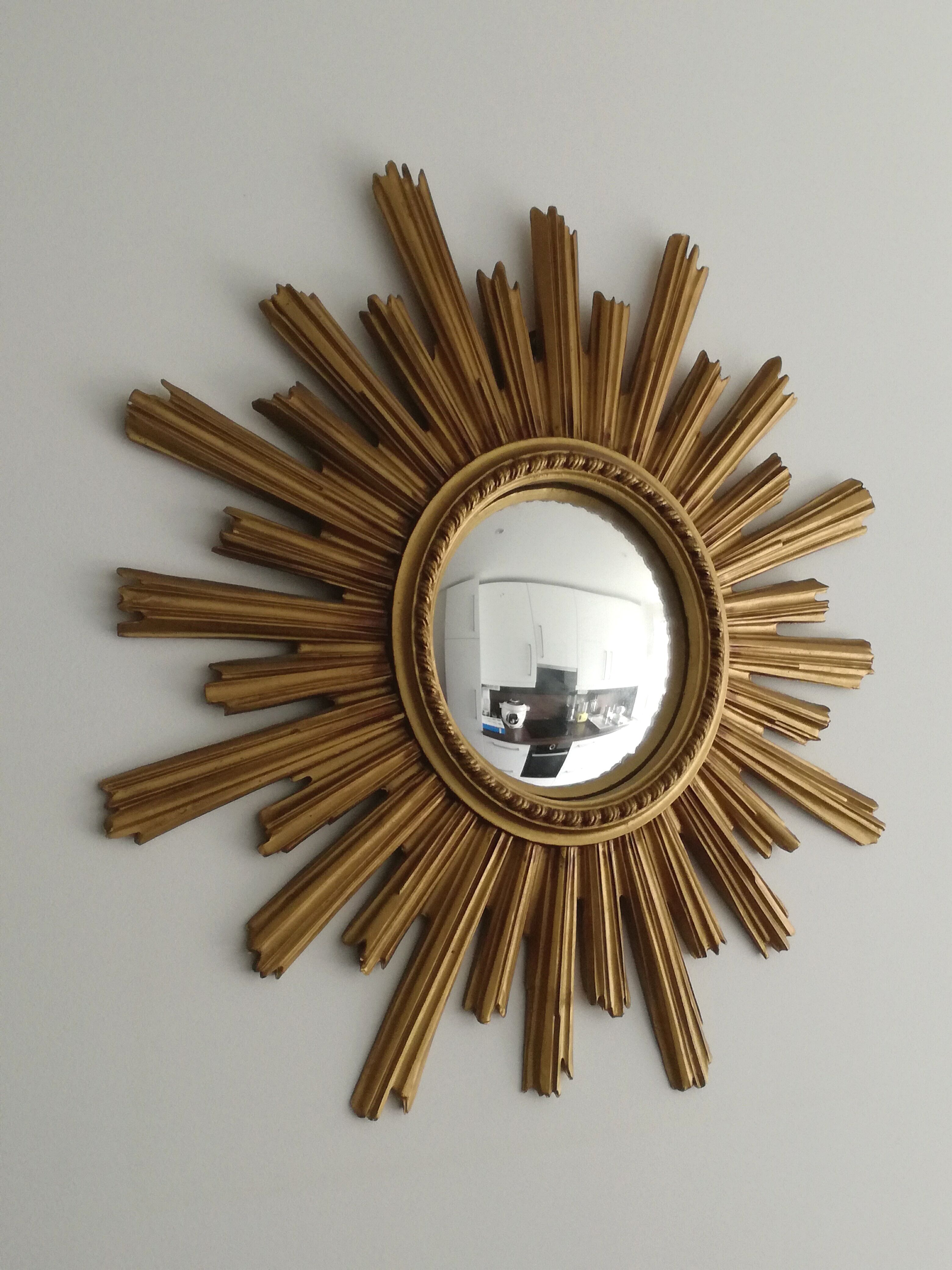 Golden sun mirror, 1960s, 60cm