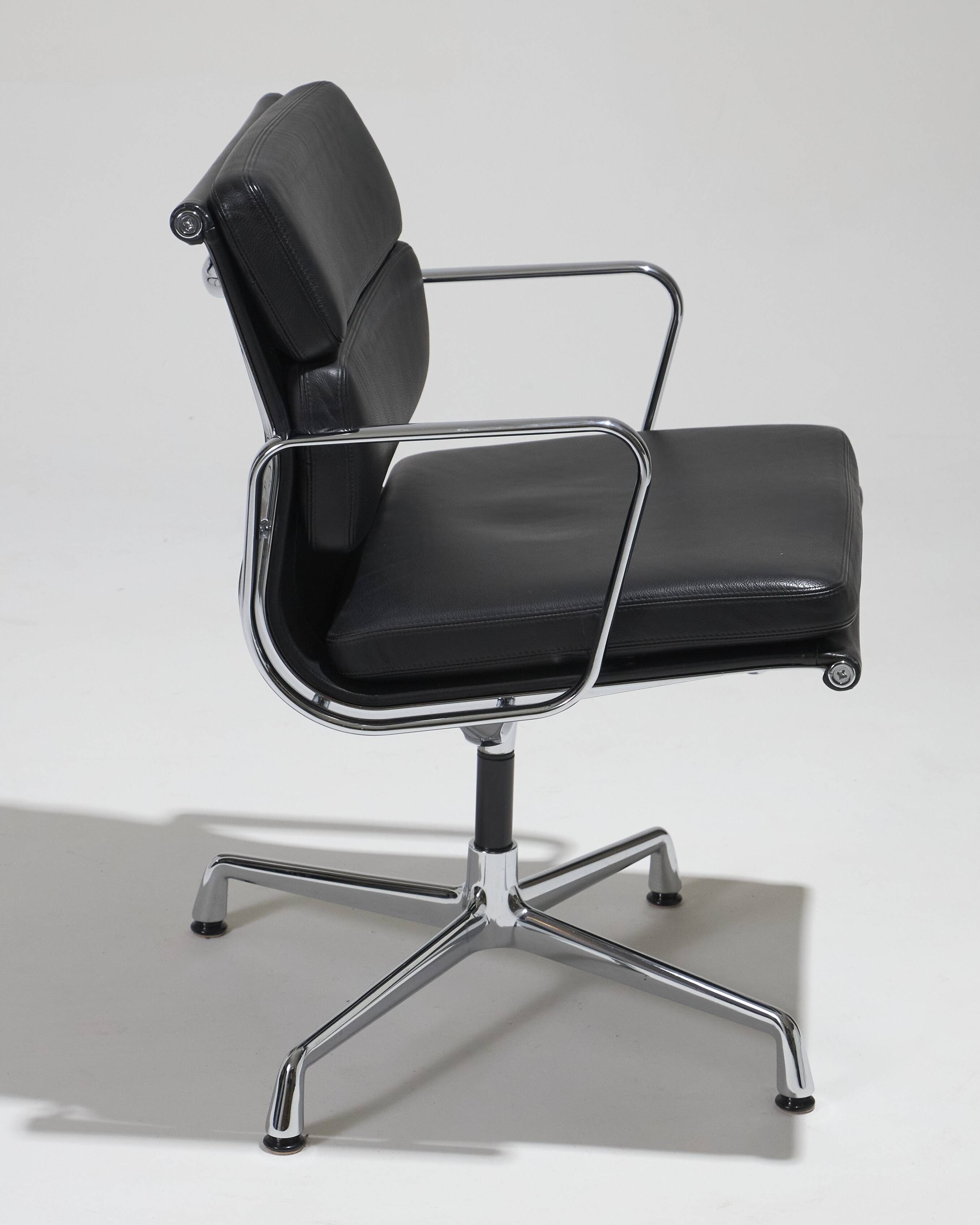 CHARLES EAMES "SOFT PAD EA 208" LEATHER ARMCHAIR, 1960s