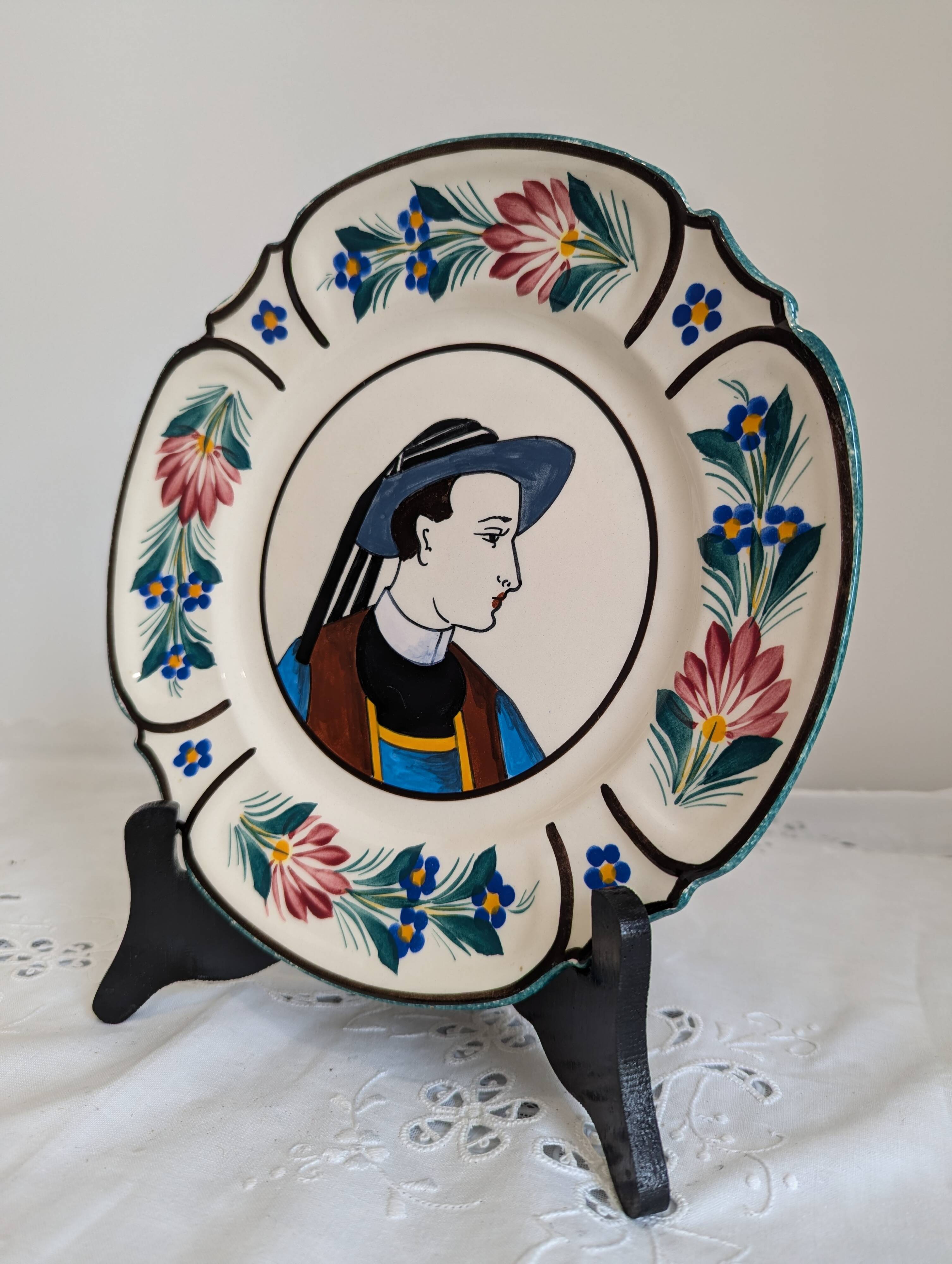 Old Breton HB Quimper plate