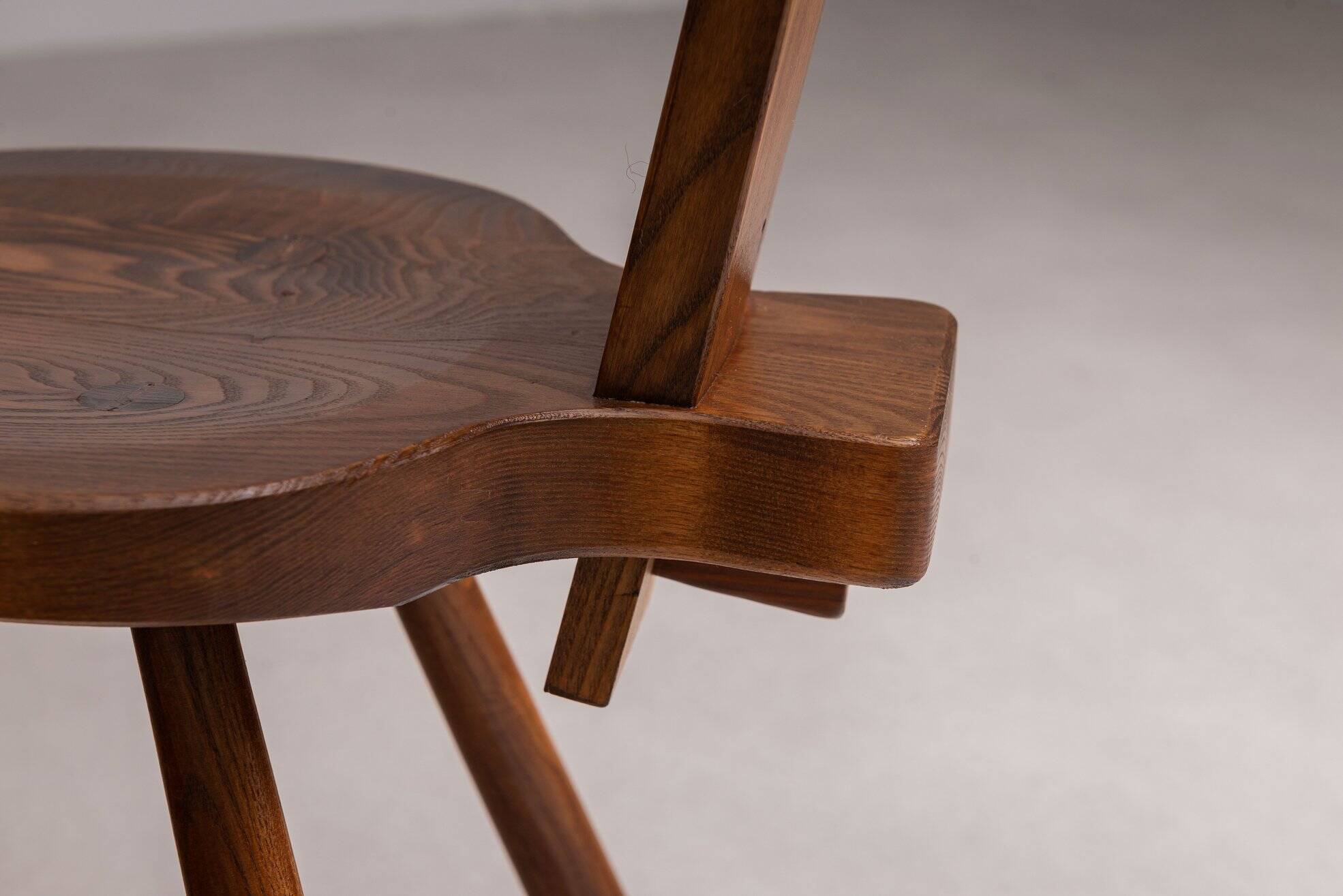 Pair of sculptural rustic wooden chairs in pine France 1960