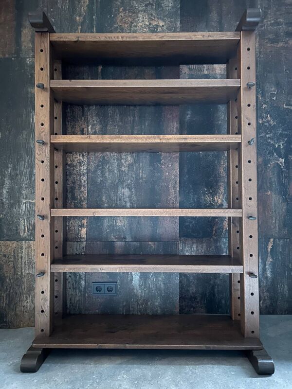 Vitrine bibliothèque brutaliste vintage
