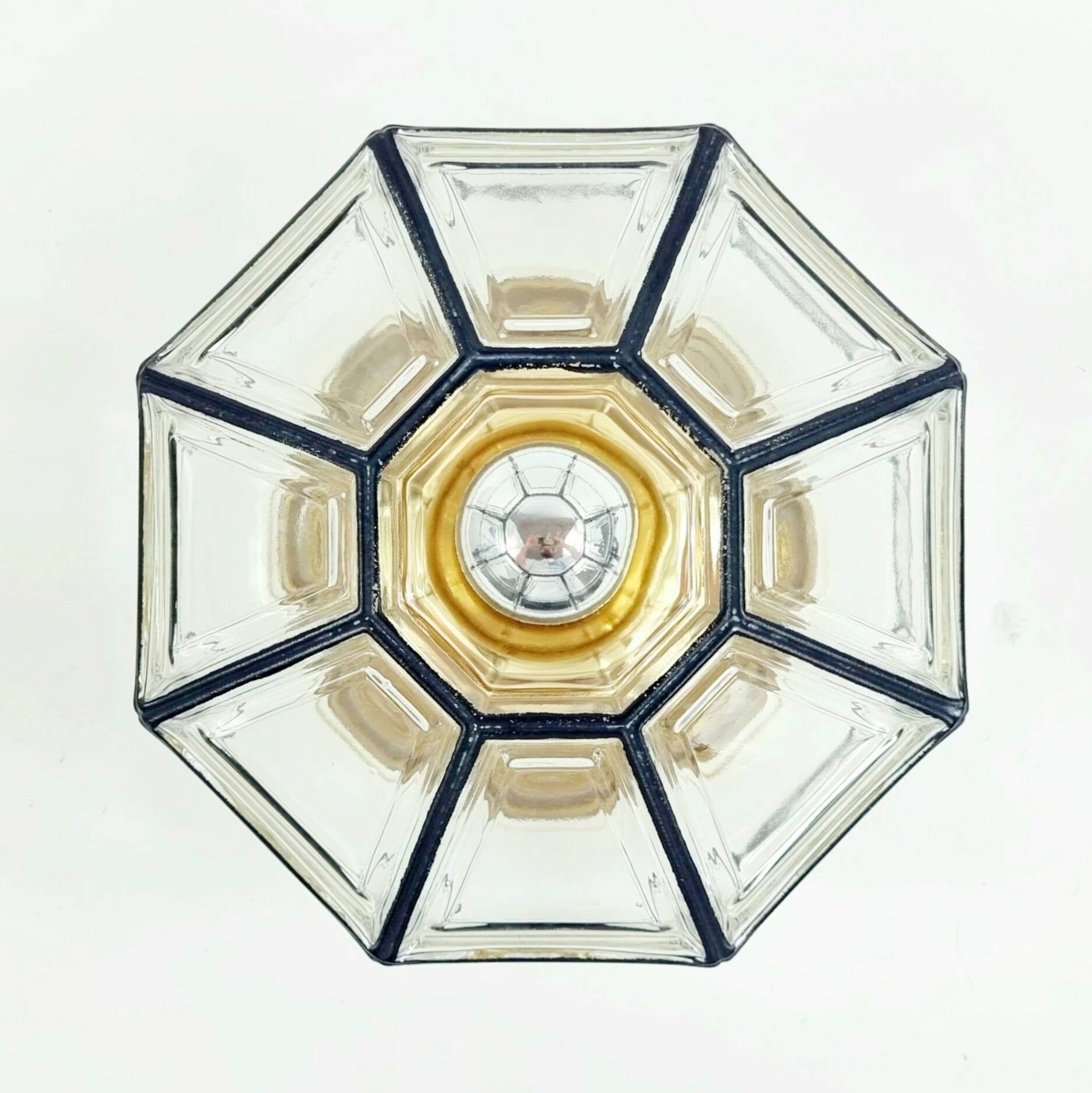 Plafonnier en verre et laiton du milieu du siècle, Limbourg, Allemagne, années 1960